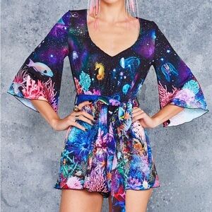 Blackmilk Friends not Anemones kimono playsuit, size XL